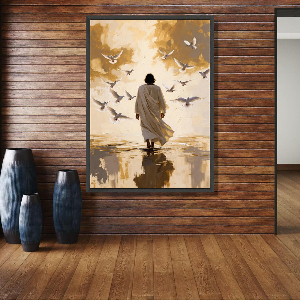 Spiritual Walk with Doves Canvas, Inspirational Religious Art, Peaceful Faith Wall Decor, Christian wall decoration, canvas print, wall art