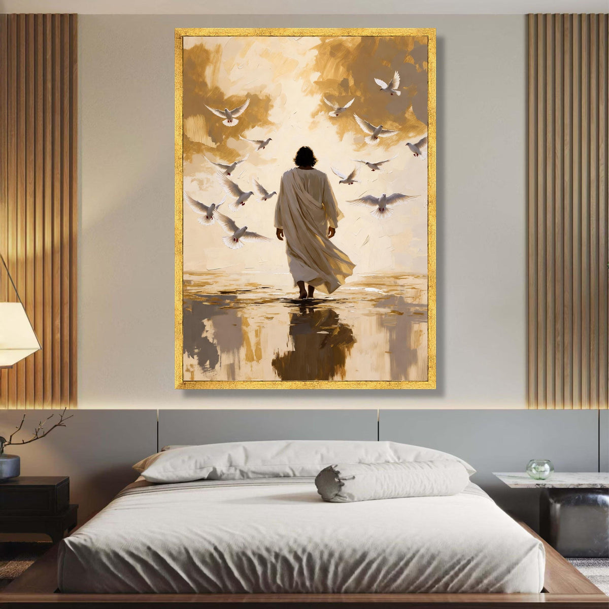 Spiritual Walk with Doves Canvas, Inspirational Religious Art, Peaceful Faith Wall Decor, Christian wall decoration, canvas print, wall art