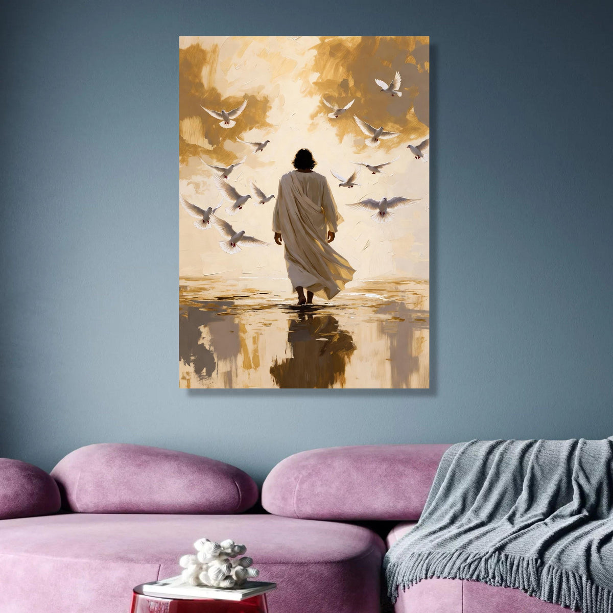 Spiritual Walk with Doves Canvas, Inspirational Religious Art, Peaceful Faith Wall Decor, Christian wall decoration, canvas print, wall art