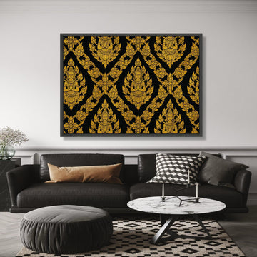 Golden Buddha Pattern Canvas, Thai Art Wall Decoration, Spiritual Meditation Canvas, Asian Inspired wall decoration, canvas print, wall art