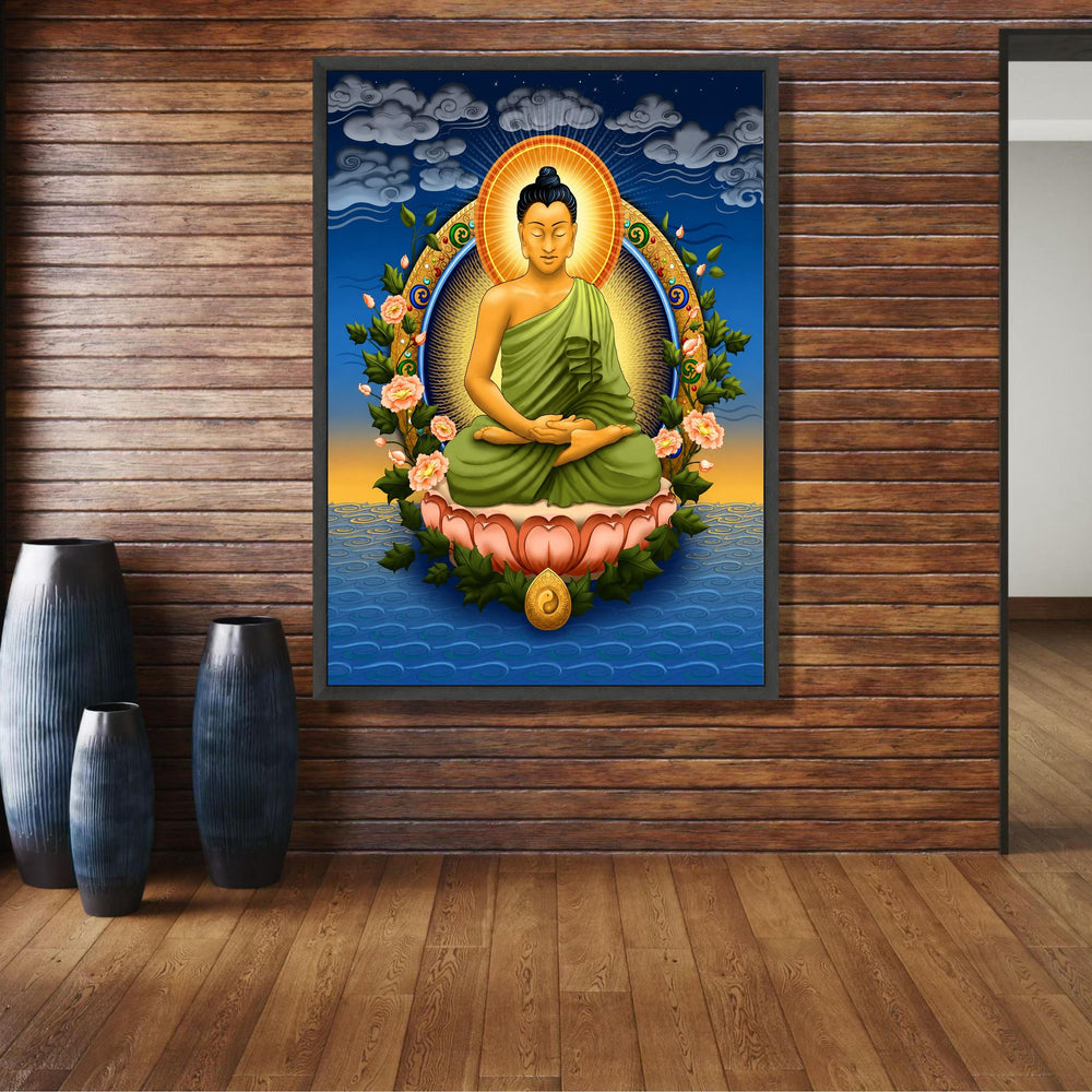 Serene Buddha Meditation Canvas, Spiritual Wall Art, Lotus Flower Decor, Zen Home Decoration, wall decoration, canvas print, wall art