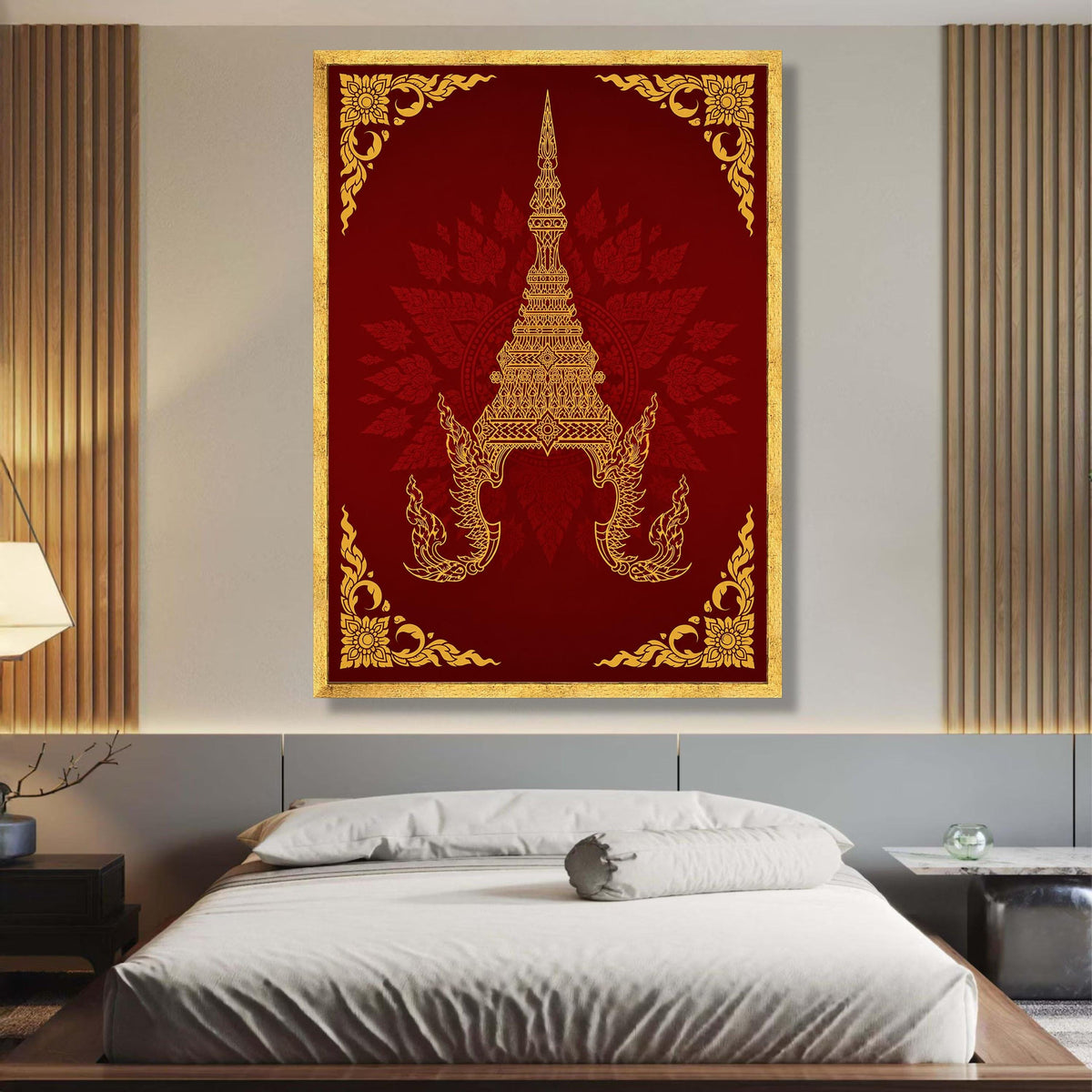 Golden Thai Temple Art Canvas, Traditional Asian Decorative Wall Art, Cultural Heritage Design, wall decoration, canvas print, wall art