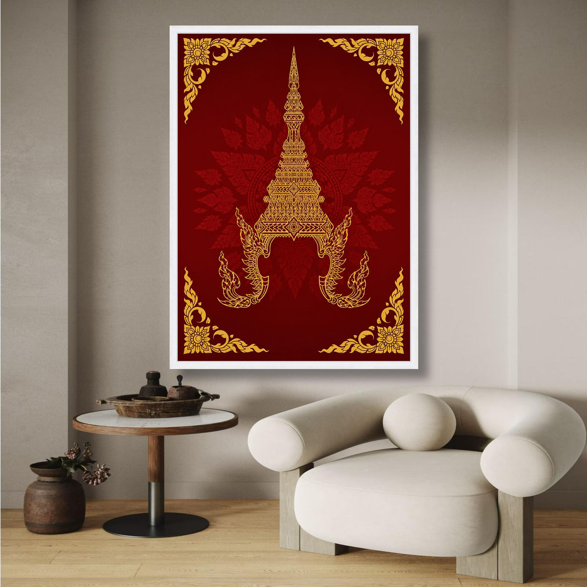 Golden Thai Temple Art Canvas, Traditional Asian Decorative Wall Art, Cultural Heritage Design, wall decoration, canvas print, wall art