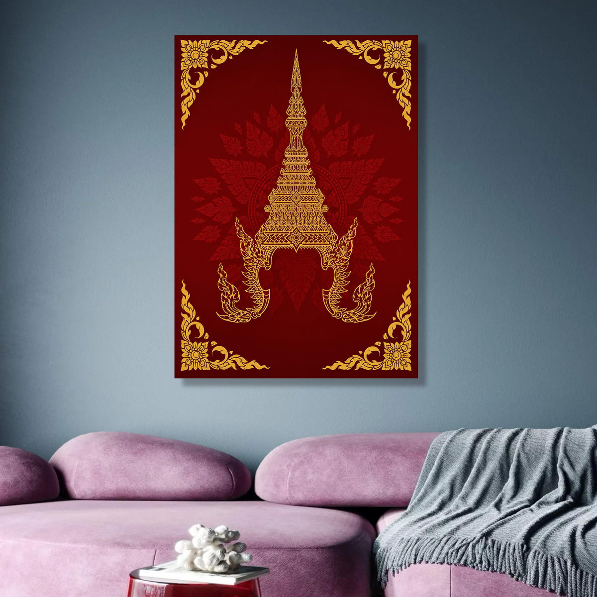 Golden Thai Temple Art Canvas, Traditional Asian Decorative Wall Art, Cultural Heritage Design, wall decoration, canvas print, wall art