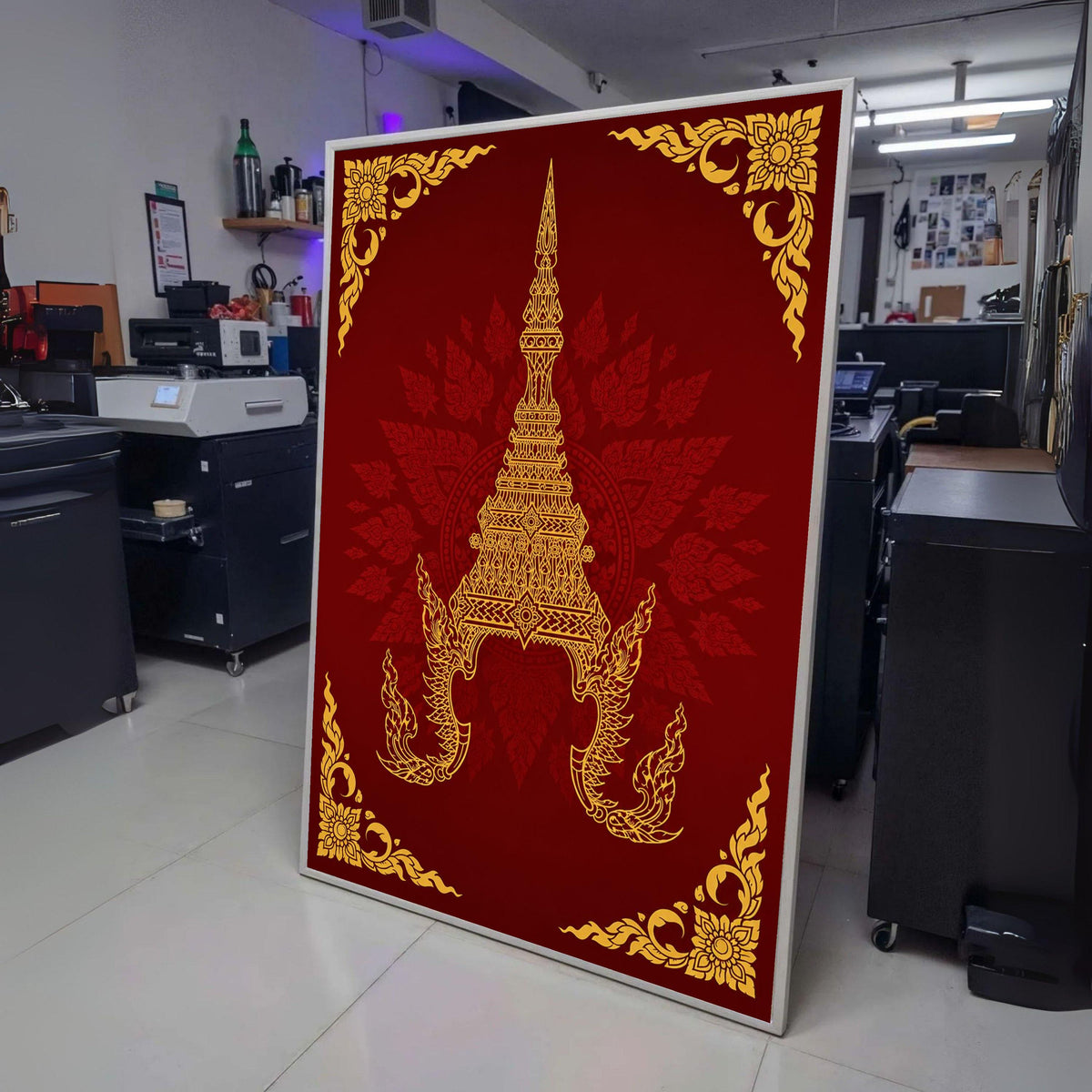Golden Thai Temple Art Canvas, Traditional Asian Decorative Wall Art, Cultural Heritage Design, wall decoration, canvas print, wall art