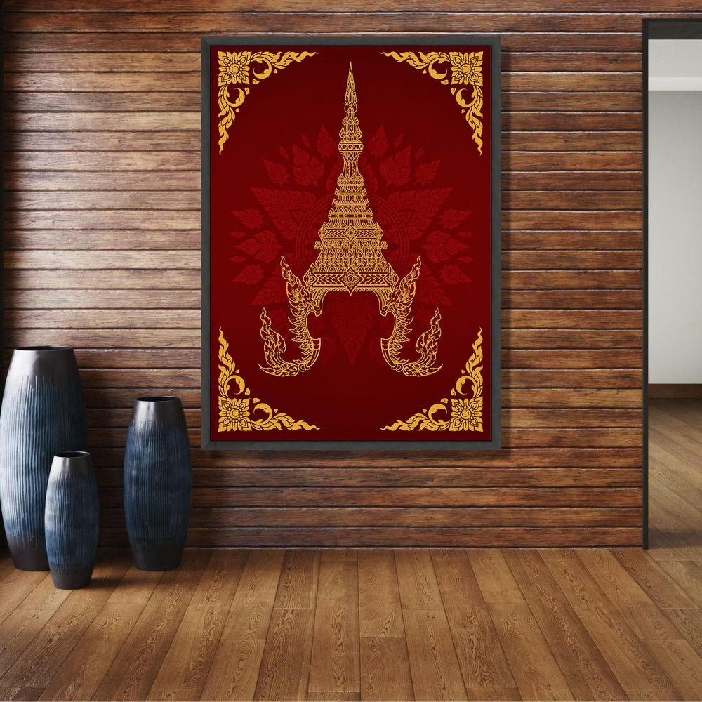 Golden Thai Temple Art Canvas, Traditional Asian Decorative Wall Art, Cultural Heritage Design, wall decoration, canvas print, wall art