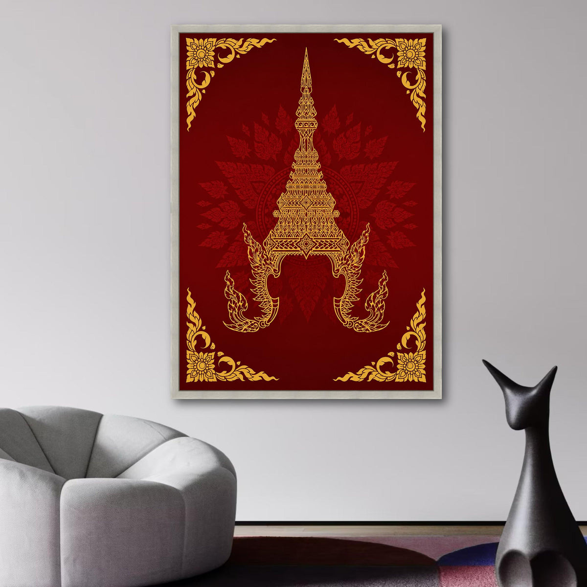 Golden Thai Temple Art Canvas, Traditional Asian Decorative Wall Art, Cultural Heritage Design, wall decoration, canvas print, wall art
