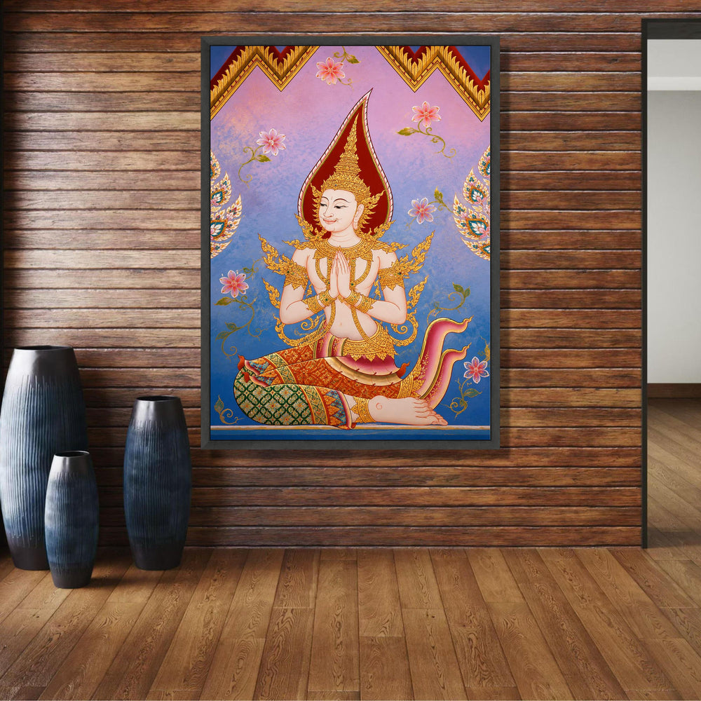 Traditional Thai Angel Canvas Wall Art, Sacred Spiritual Home Decor, Asian Mythology Painting, wall decoration, canvas print, wall art