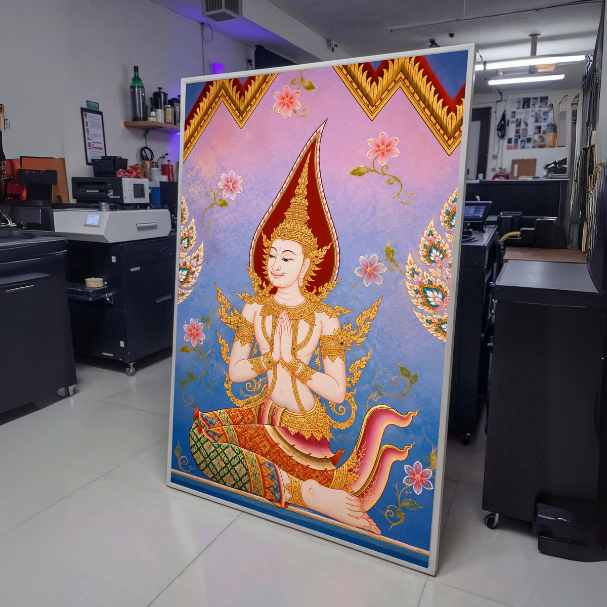 Traditional Thai Angel Canvas Wall Art, Sacred Spiritual Home Decor, Asian Mythology Painting, wall decoration, canvas print, wall art