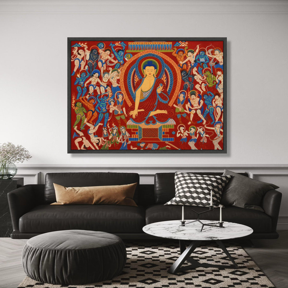 Buddha Enlightenment Scene, Traditional Buddhist Art Canvas, Spiritual Wall Decor, Meditation Theme wall decoration, canvas print, wall art