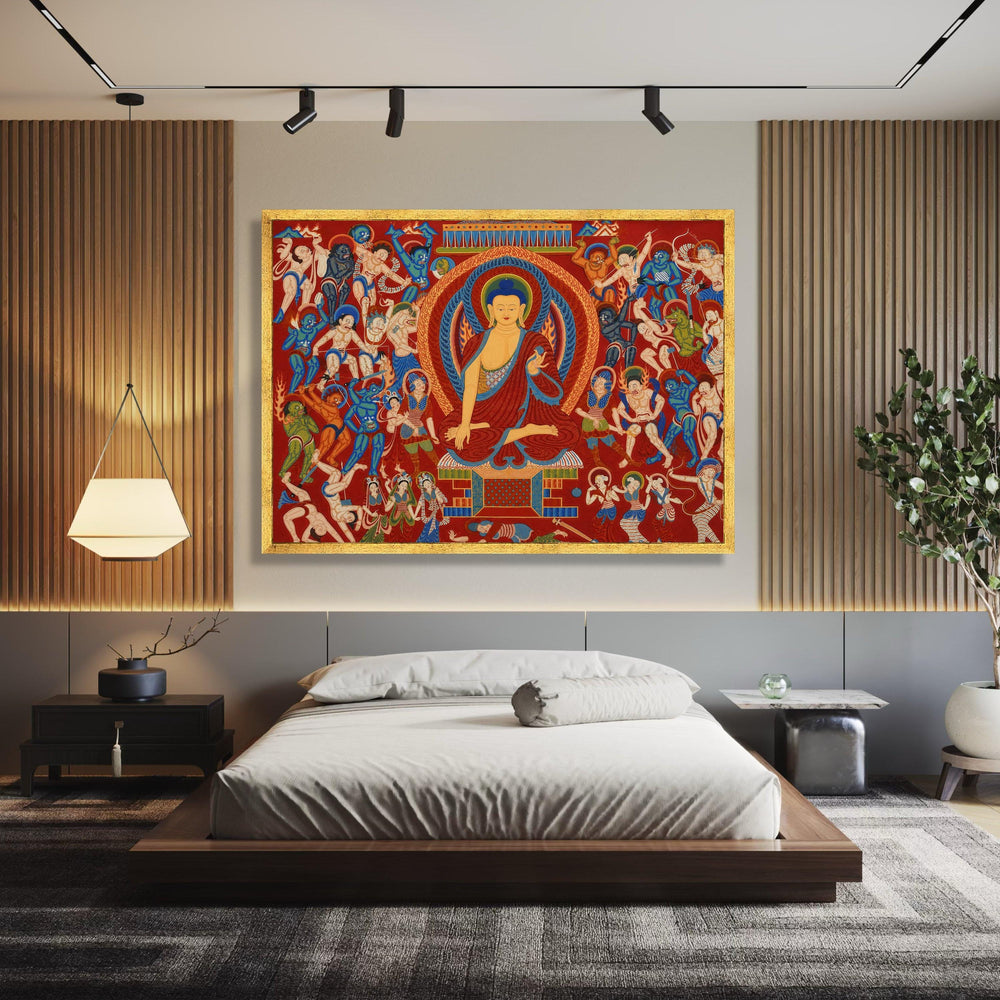 Buddha Enlightenment Scene, Traditional Buddhist Art Canvas, Spiritual Wall Decor, Meditation Theme wall decoration, canvas print, wall art