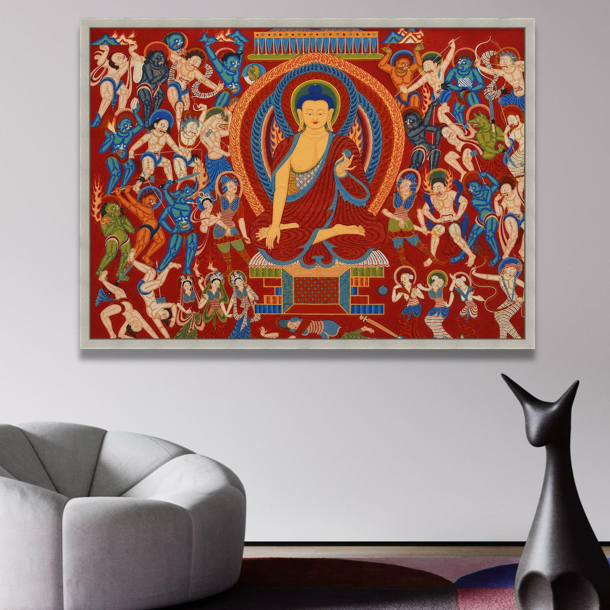 Buddha Enlightenment Scene, Traditional Buddhist Art Canvas, Spiritual Wall Decor, Meditation Theme wall decoration, canvas print, wall art