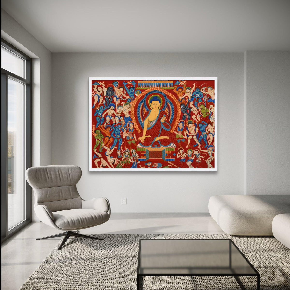 Buddha Enlightenment Scene, Traditional Buddhist Art Canvas, Spiritual Wall Decor, Meditation Theme wall decoration, canvas print, wall art