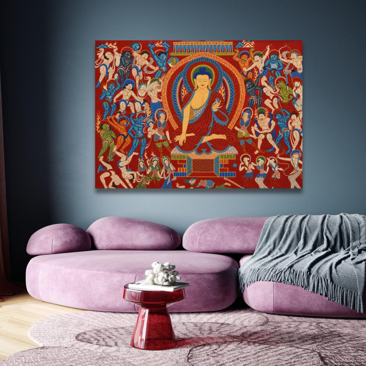Buddha Enlightenment Scene, Traditional Buddhist Art Canvas, Spiritual Wall Decor, Meditation Theme wall decoration, canvas print, wall art
