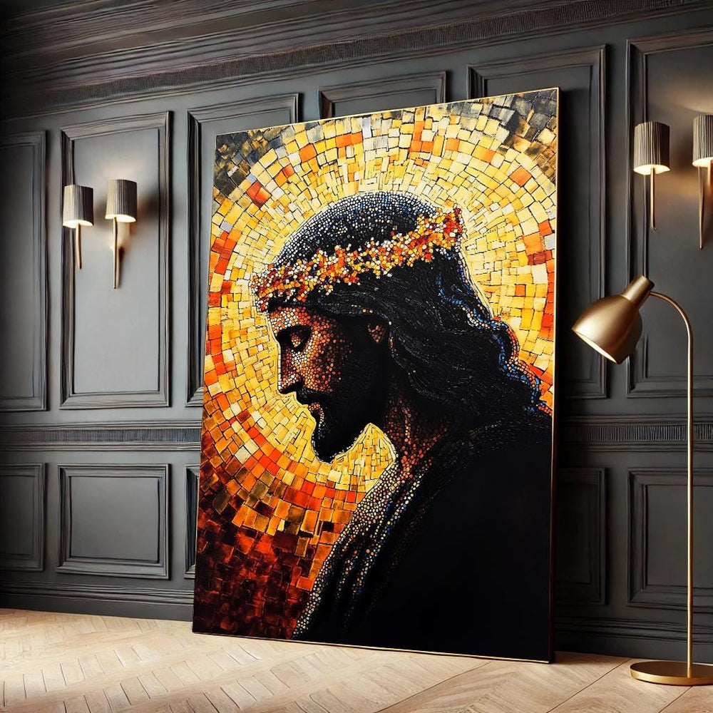 Gold Jesus Christ Canvas, Religious Christian Wall Art, Spiritual Print