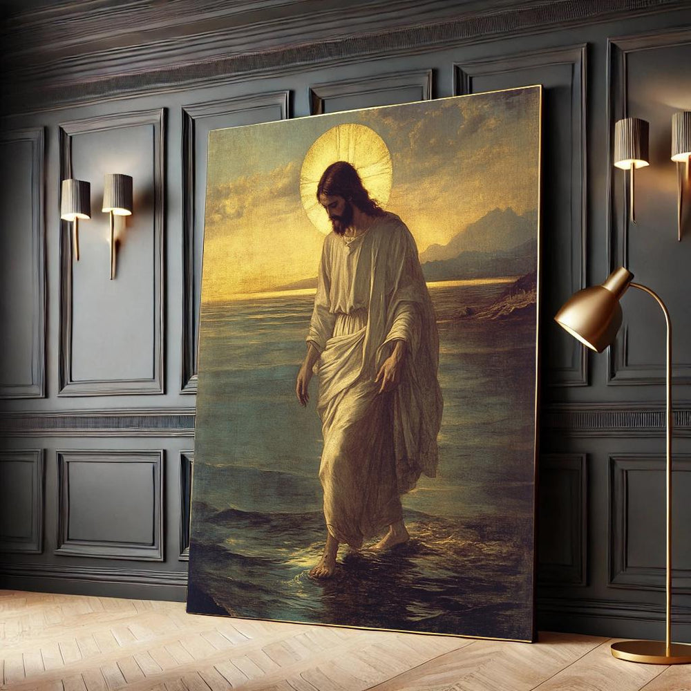 Jesus Walking on Water Canvas Art – Religious Christian Wall Decor
