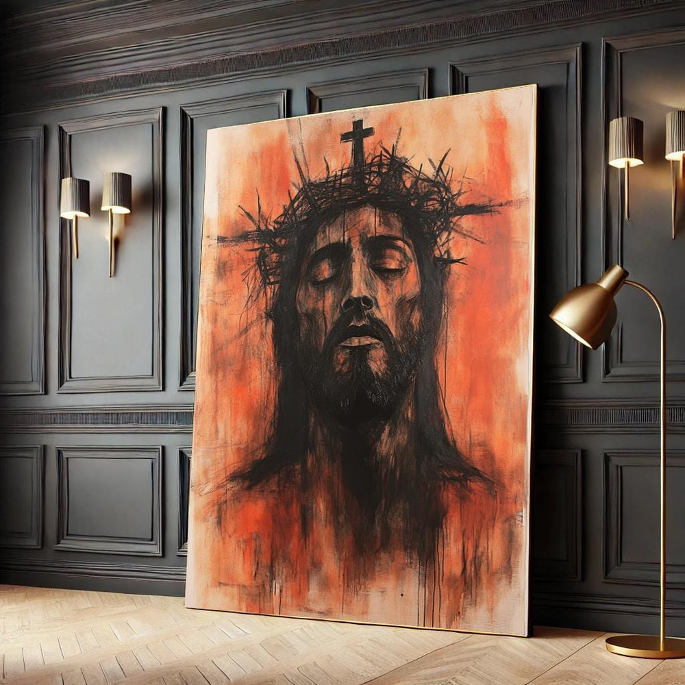 Jesus Christ Crown of Thorns Canvas Print, Christian Home Decor