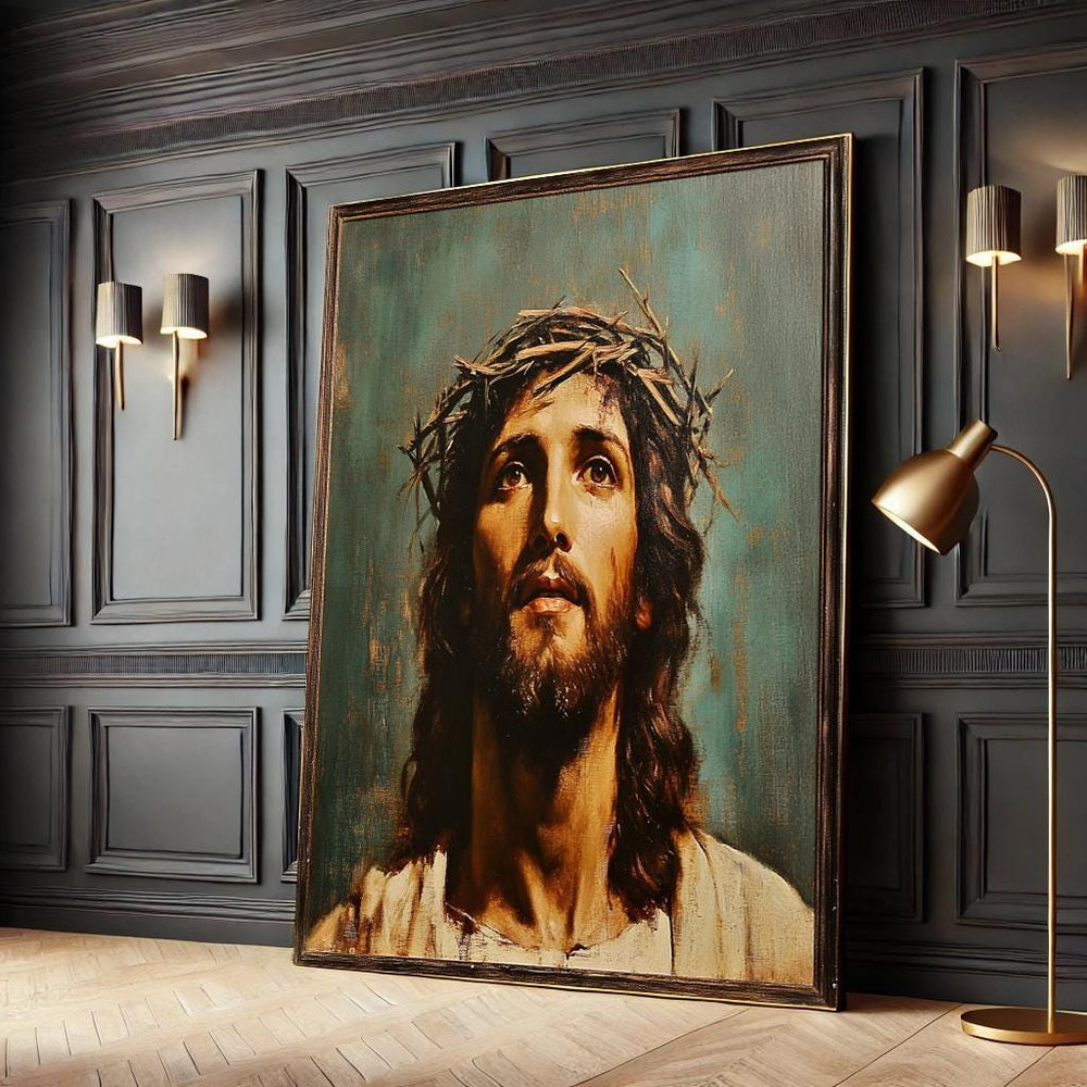 Jesus Christ Crown of Thorns Canvas Print, Religious Home Decor