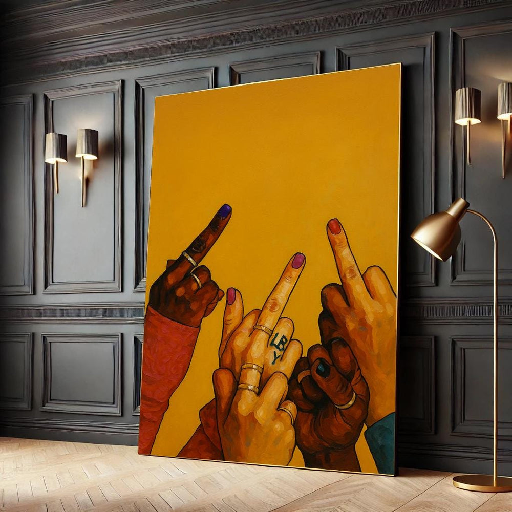 Bold Middle Finger Canvas Art, Edgy Pop Art Decor, Ready to Hang