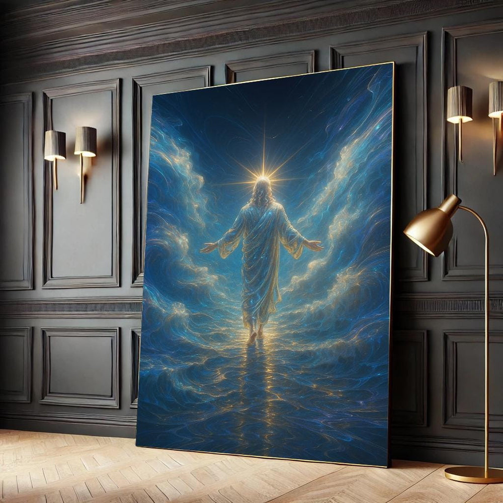 Jesus Walking on Water Canvas Print, Christian Home Decor
