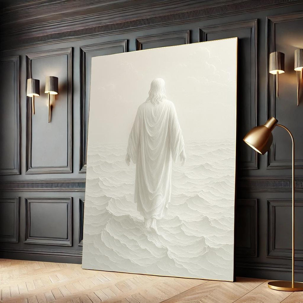 White Jesus Canvas Print, Minimalist Christian Wall Art, Ready to Hang