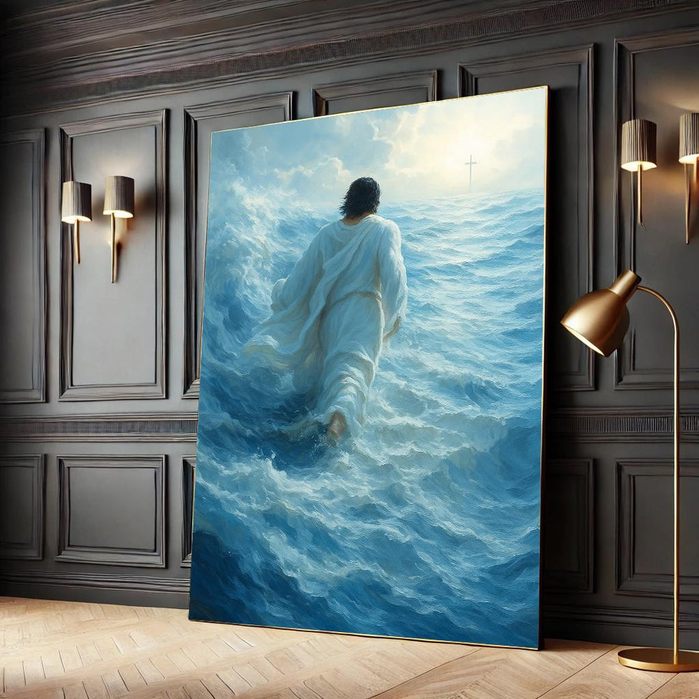 Jesus Walking on Water Canvas Print – Christian Religious Wall Art