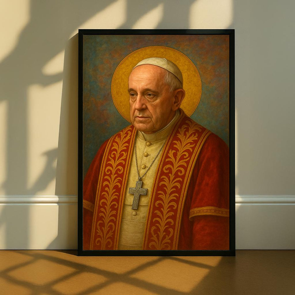 Pope Francis Portrait, Catholic Canvas Wall Art, Ready to Hang
