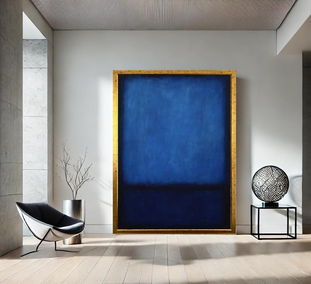 Rothko Style Blue Abstract Canvas Print, Modern Minimalist Wall Art, Ready to Hang