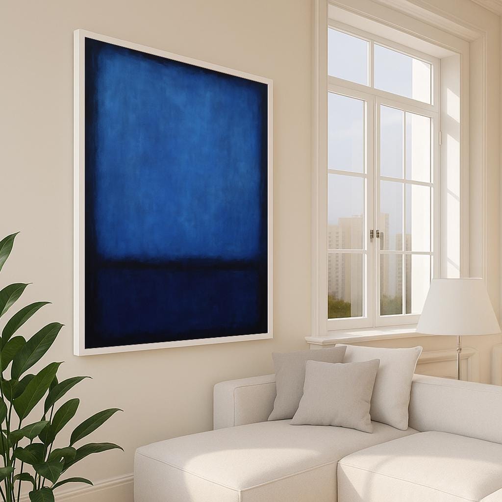 Rothko Style Blue Abstract Canvas Print, Modern Minimalist Wall Art, Ready to Hang
