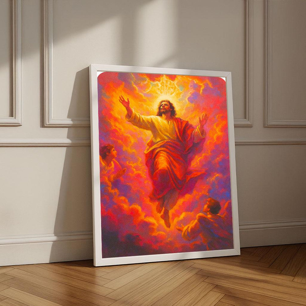 Radiant Jesus Ascension Canvas Wall Art Print | Spiritual Living Room Decor | Statement Piece