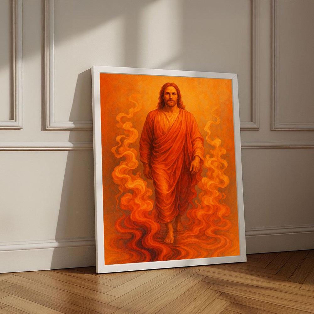 Radiant Jesus Canvas Print | Spiritual Flames Wall Art