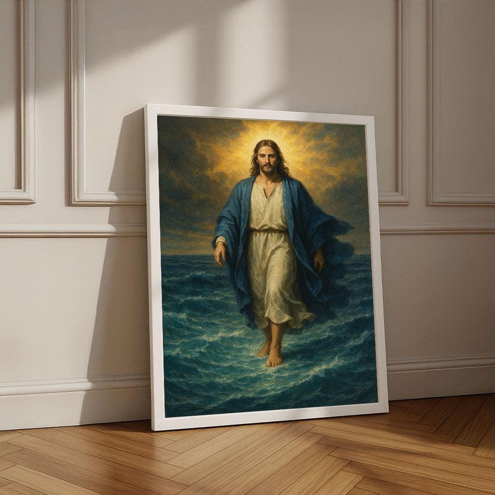 Jesus Walking on Water Canvas Print | Spiritual Wall Art