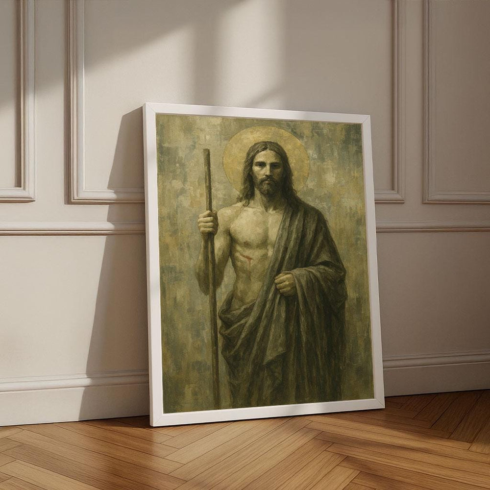 Radiant Jesus with Halo Canvas Wall Art Print | Inspirational Living Room Decor | Statement Piece