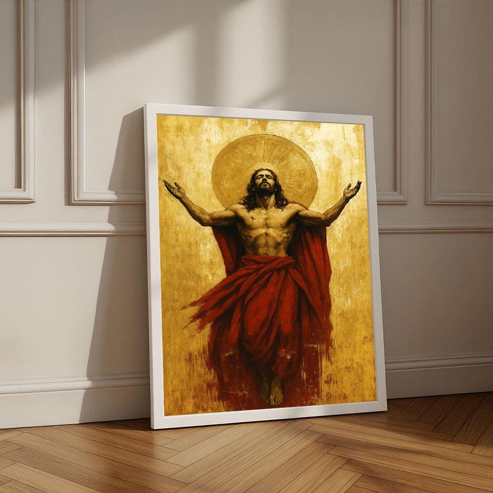 Radiant Jesus Canvas Art | Spiritual Living Room Statement Piece