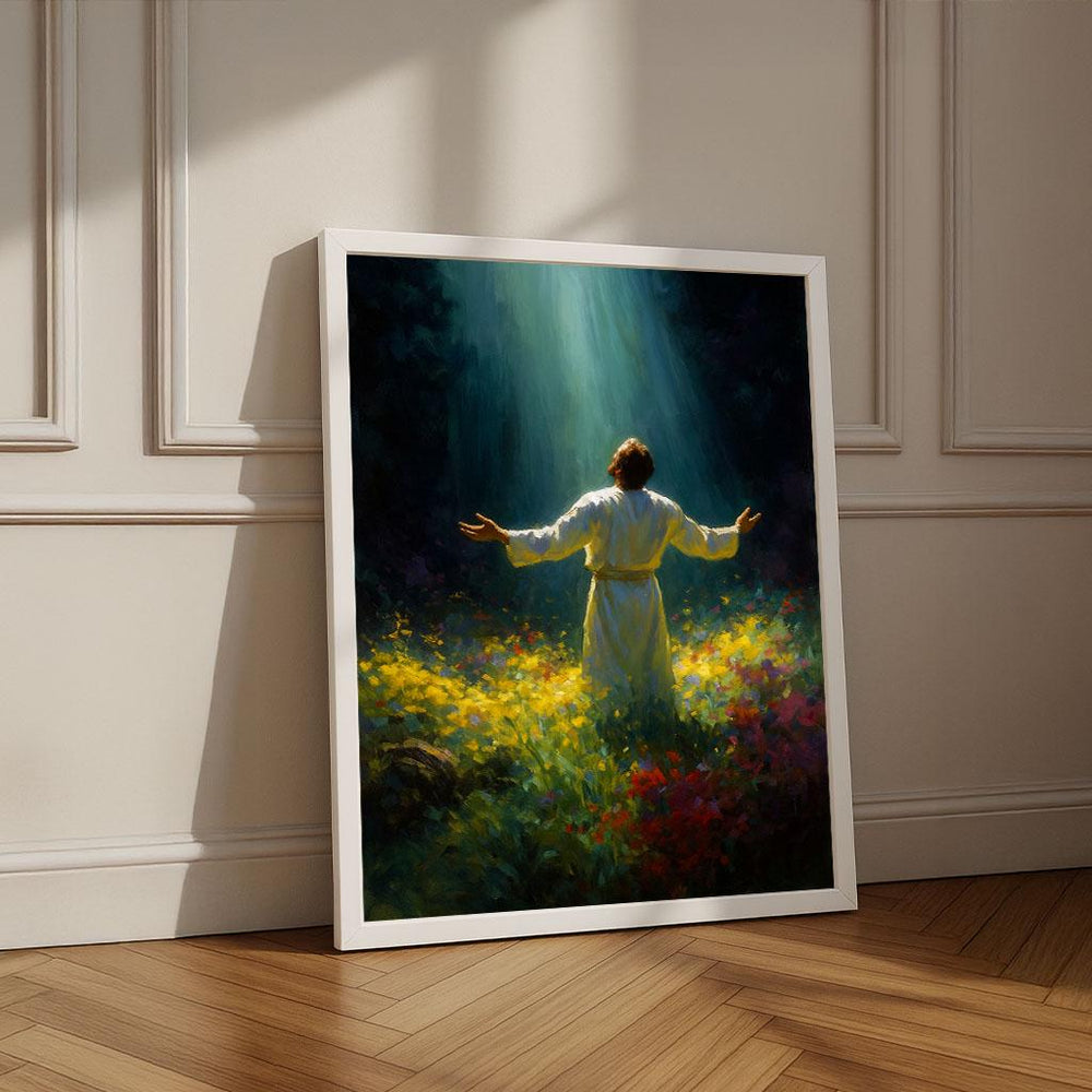 Radiant Jesus Canvas Print | Inspirational Garden Art