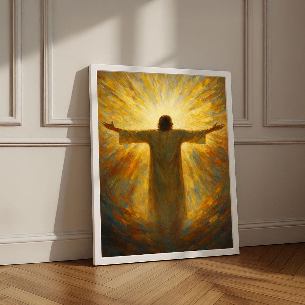 Radiant Jesus Open Arms Canvas Print | Spiritual Decor