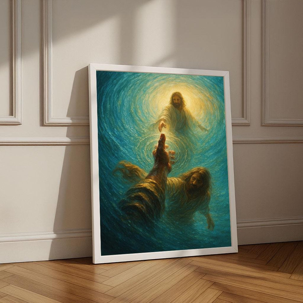 Radiant Jesus Reaching Out Canvas Wall Art Print | Spiritual Living Room Decor | Statement Piece