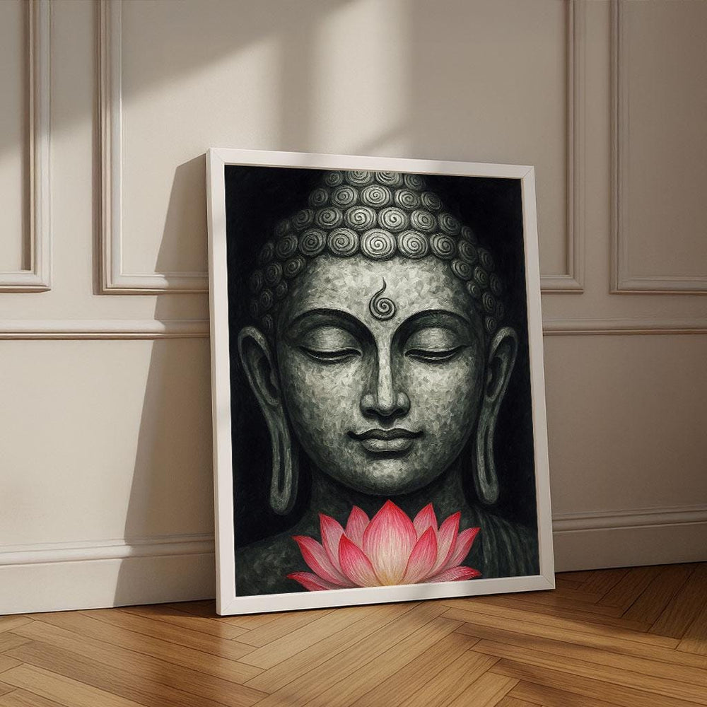 Buddha with Lotus Canvas Print | Spiritual Zen Wall Art