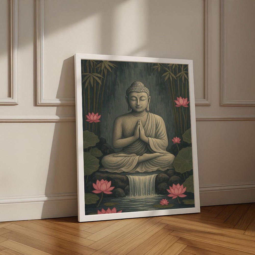 Peaceful Buddha Meditation Canvas Wall Art Print | Zen Living Room Decor | Ready to Hang