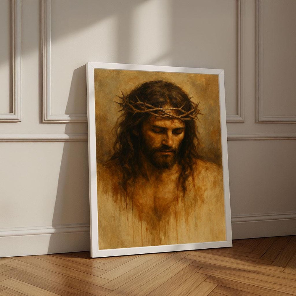 Jesus with Crown of Thorns Canvas Print | Inspirational Wall Art
