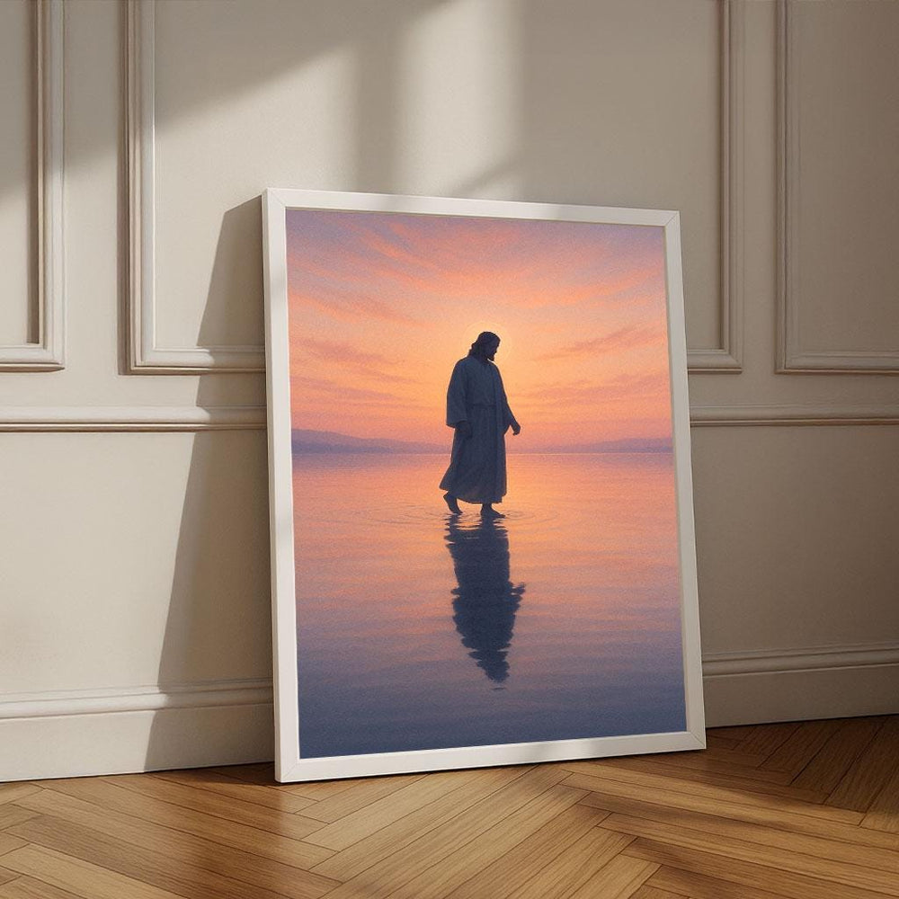 Jesus Walking on Water Canvas Print | Serene Religious Wall Art