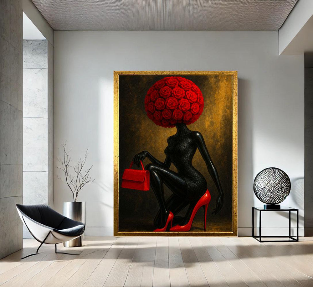 Rose Head Woman Canvas Print | Bold Modern Wall Art