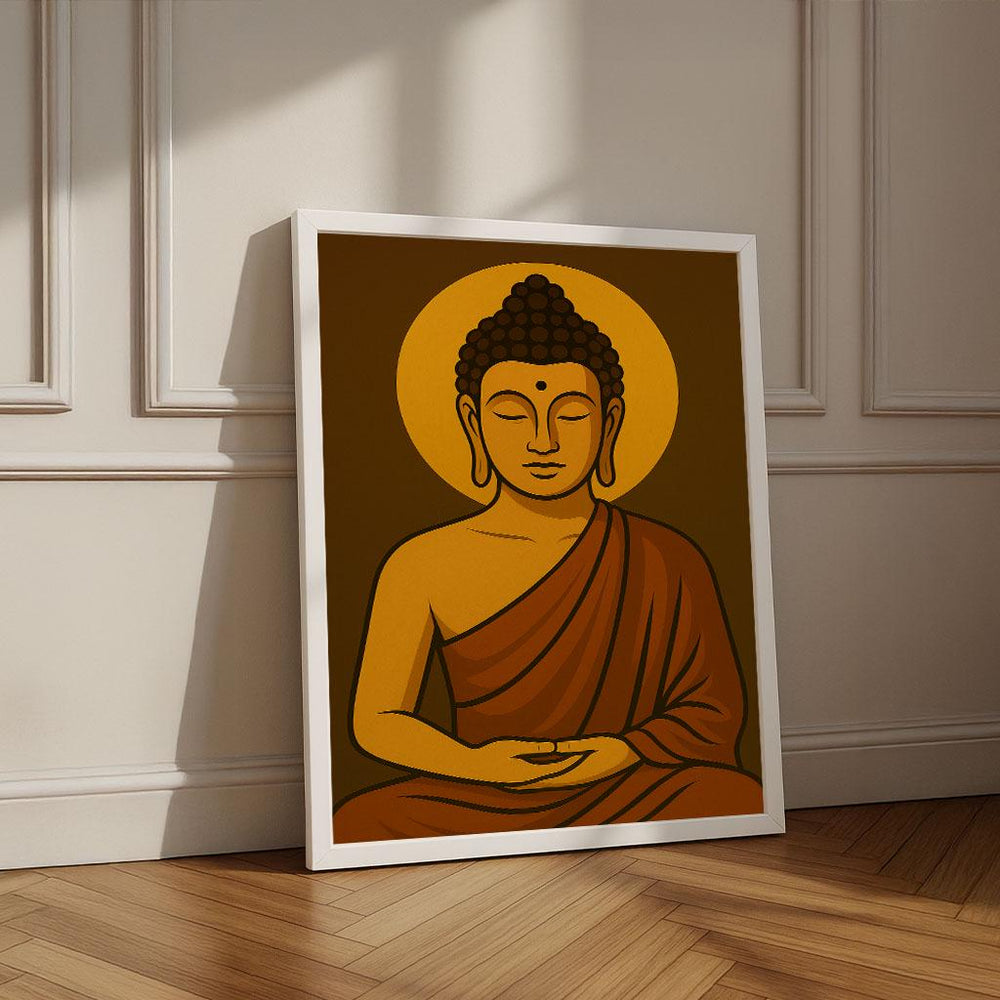 Serene Buddha Meditation Canvas Wall Art Print | Minimalist Living Room Decor | Ready to Hang