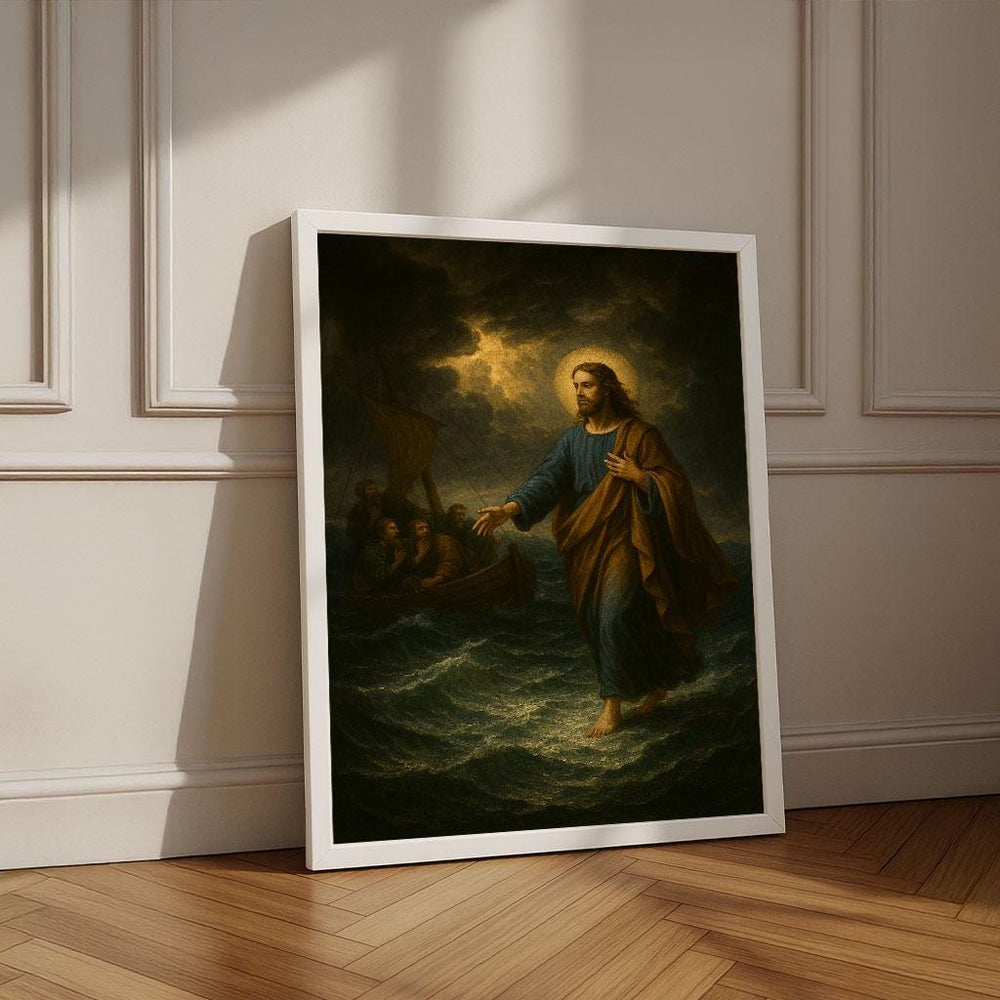 Jesus Walking on Water Canvas Print | Spiritual Wall Art