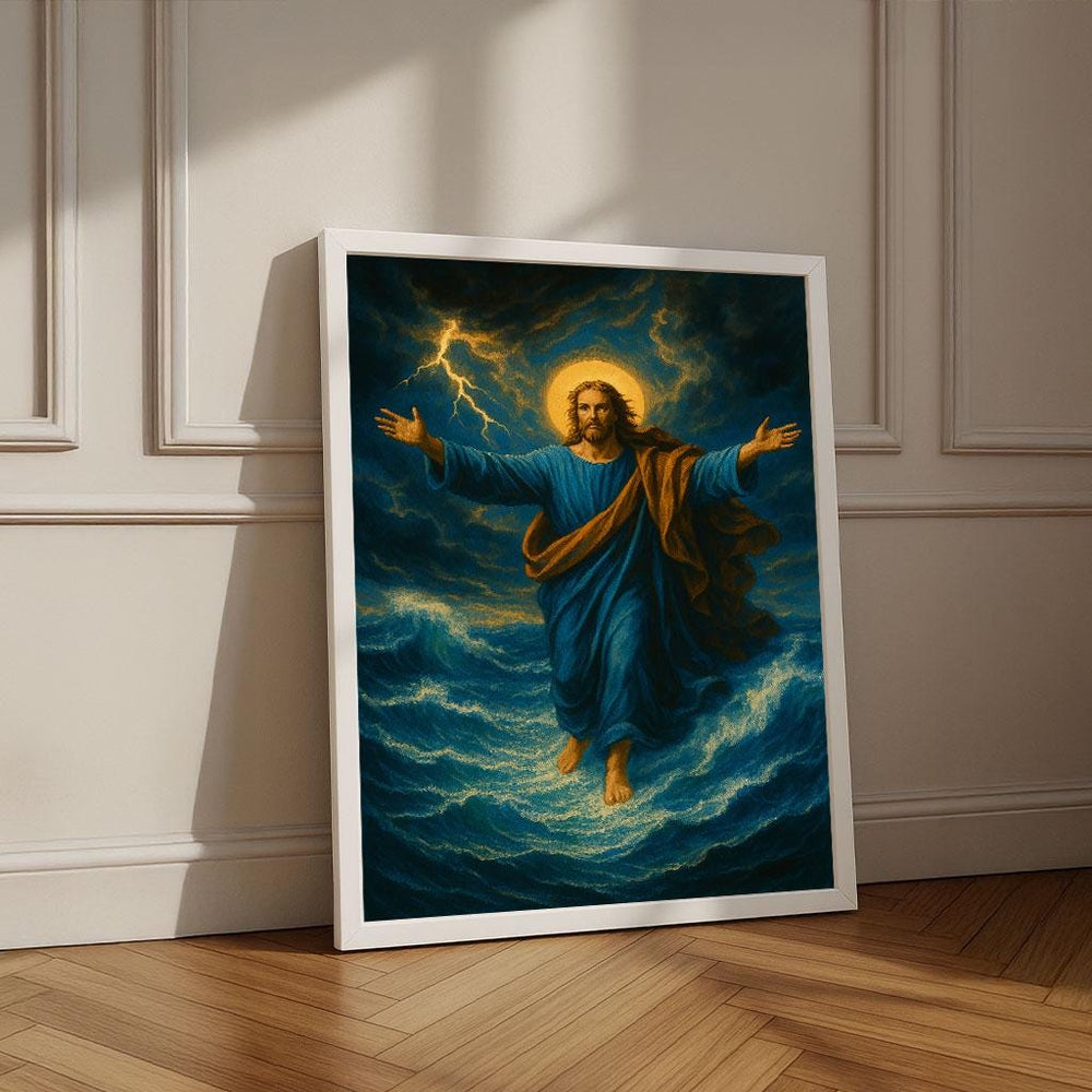 Jesus Walking on Water Canvas Print | Spiritual Wall Art