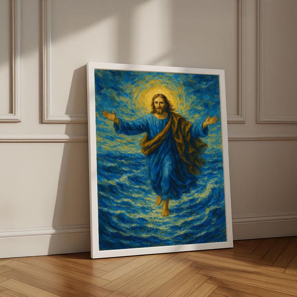 Radiant Jesus Canvas Print | Blue Tone Christian Wall Art