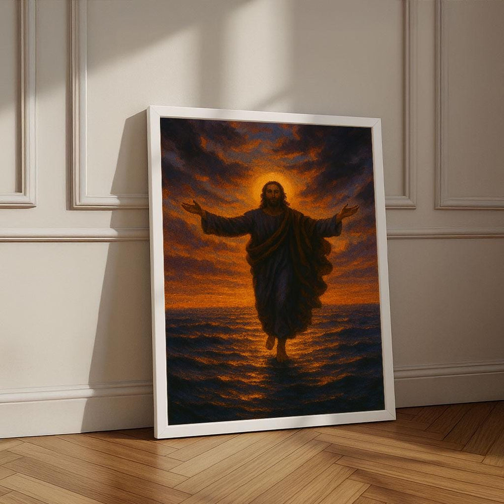Jesus Walking on Water Canvas Print | Spiritual Wall Art