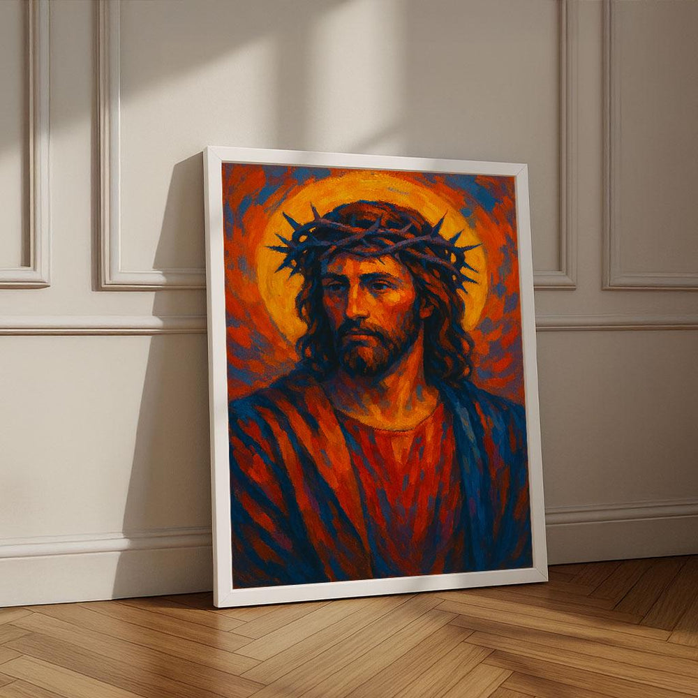 Radiant Jesus Canvas Art Print | Crown of Thorns, Living Room Decor