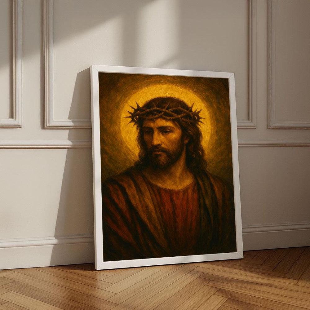 Radiant Jesus with Crown of Thorns Canvas Print | Christian Wall Art