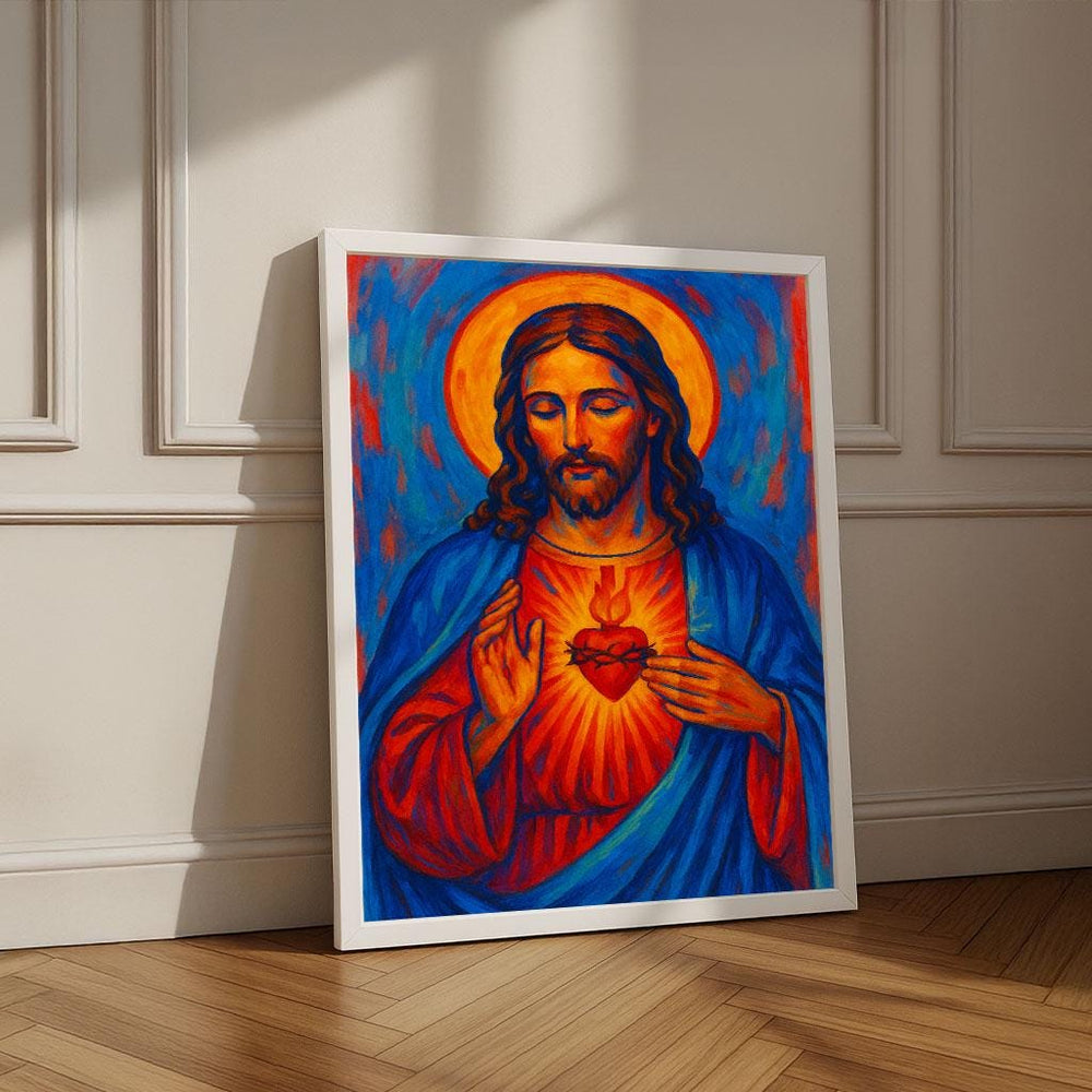 Radiant Jesus Sacred Heart Canvas Print | Spiritual Wall Art
